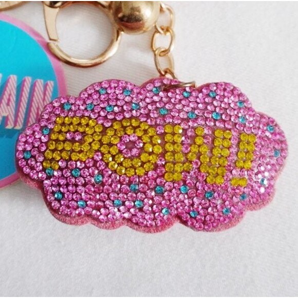 Pink Sequin POW Felt Keychain NWT - Picture 2 of 7